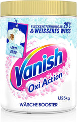 Vanish Oxi Action Powerwhite Powder - 1 X 1,125 Kg - odstraňovač skvrn a prášek pro zlepšení prádla bez chlóru - na bílé prádlo Prací prostředky Naty Shop