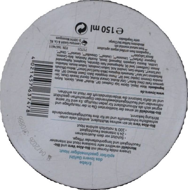 Lavera Basis Sensitiv, îngrijire intensivă pentru pielea uscată cu Aloe Vera si ulei de migdale, 150 ml Naty Shop