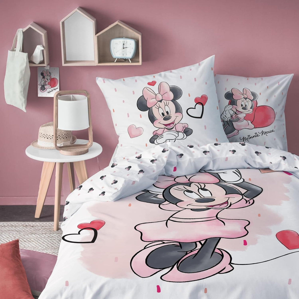 Minnie Mouse Bettwäsche Kinderbettwäsche 1 Kissenbezug 80X80 Cm + 1 Bettbezug 135X200 Cm 100% Baumwolle Naty Shop Výchozí název