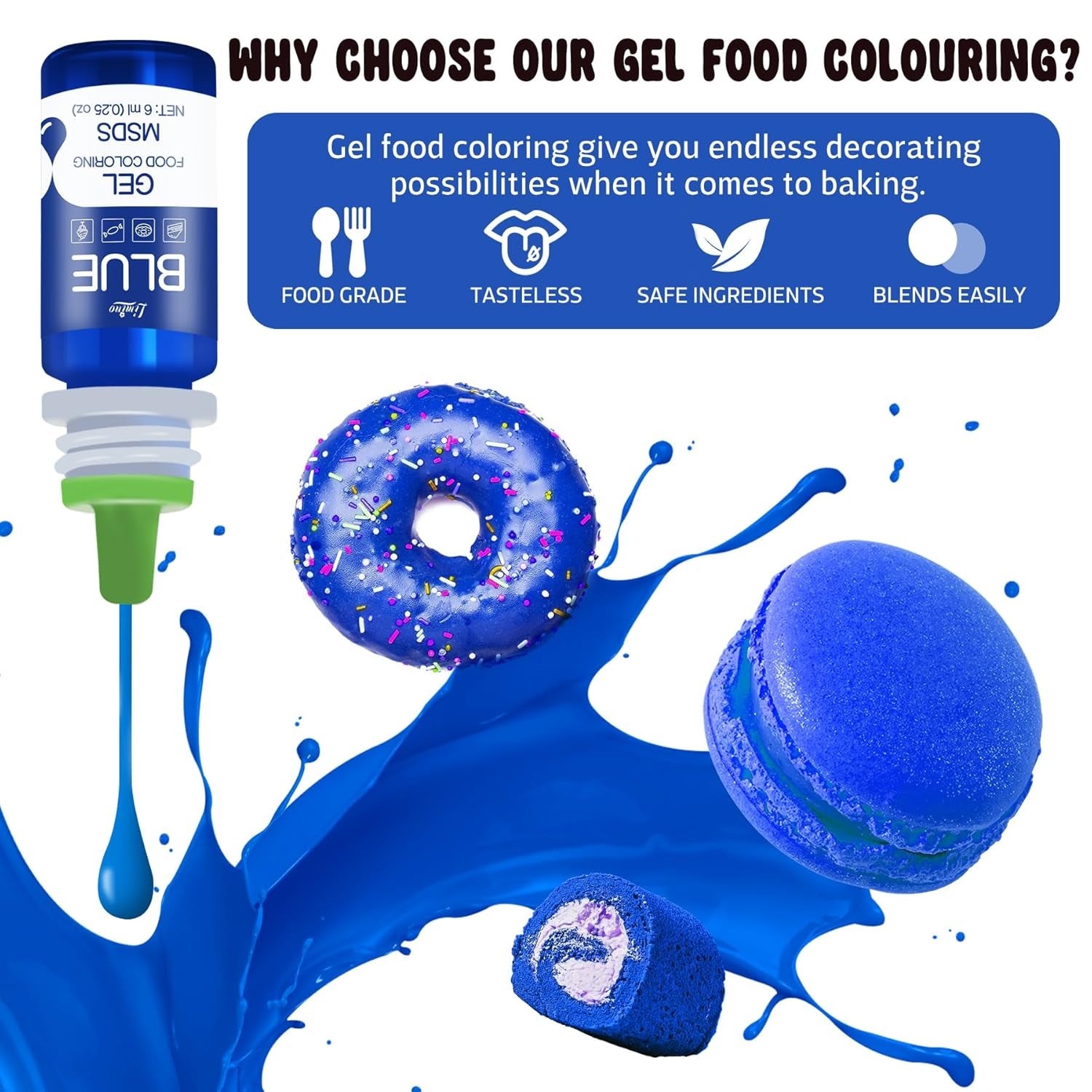 Colorant alimentar în gel - 22 de culori, coloranți alimentari în gel pentru prăjituri, copt, fursecuri, macaroane - Colorant alimentar concentrat fără zahăr pentru decorarea torturilor, băuturi, ouă de Paște, slime DIY - 6 ml fiecare
