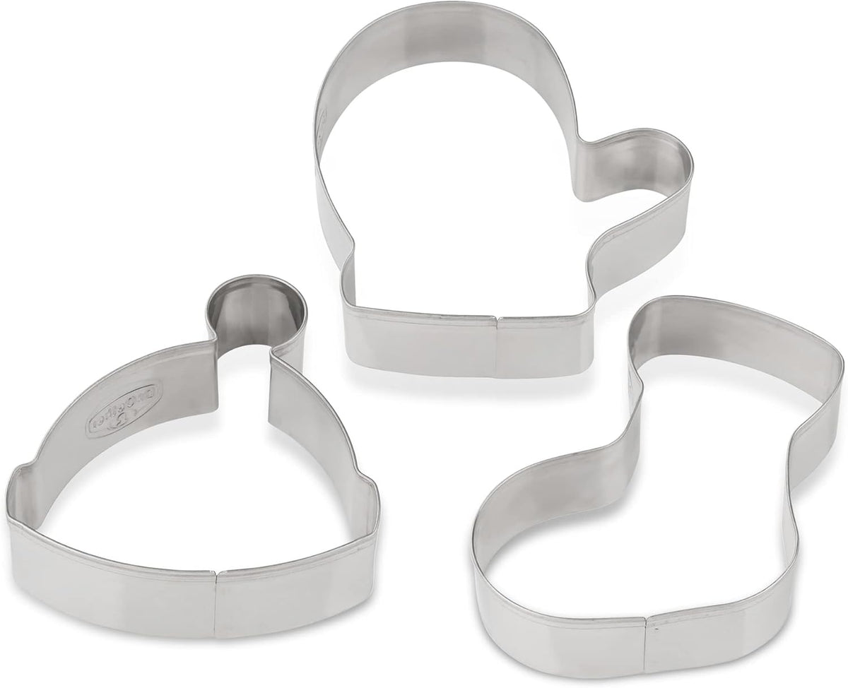 Forme de biscuiți de Crăciun Dr. Oetker, Set de 3 – Forme de biscuiți albe pentru copt de Crăciun – Forme de biscuiți din oțel inoxidabil pentru Crăciun