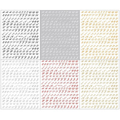 6 Blatt Nagelsticker Alte Alphabetzahlen Nagelaufkleber Selbstklebend Alte Briefe Nail Art Sticker Dekoration Nageldesign Zubehör
