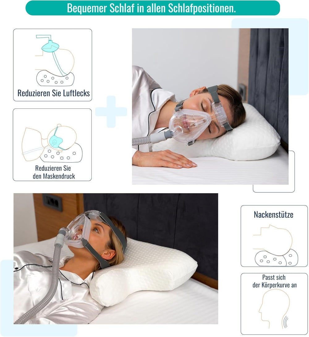 Pernă CPAP din spumă cu memorie, pentru cei care dorm lateral și cei care dorm pe spate. Pernă pentru apnee în somn. Potrivit pentru toți utilizatorii de măști CPAP. Pernă pentru susținerea gâtului. Pernă pentru gât. Perne ortopedice cervicale Naty Shop