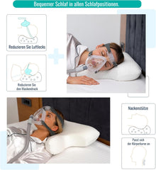 Pernă CPAP din spumă cu memorie, pentru cei care dorm lateral și cei care dorm pe spate. Pernă pentru apnee în somn. Potrivit pentru toți utilizatorii de măști CPAP. Pernă pentru susținerea gâtului. Pernă pentru gât. Perne ortopedice cervicale Naty Shop