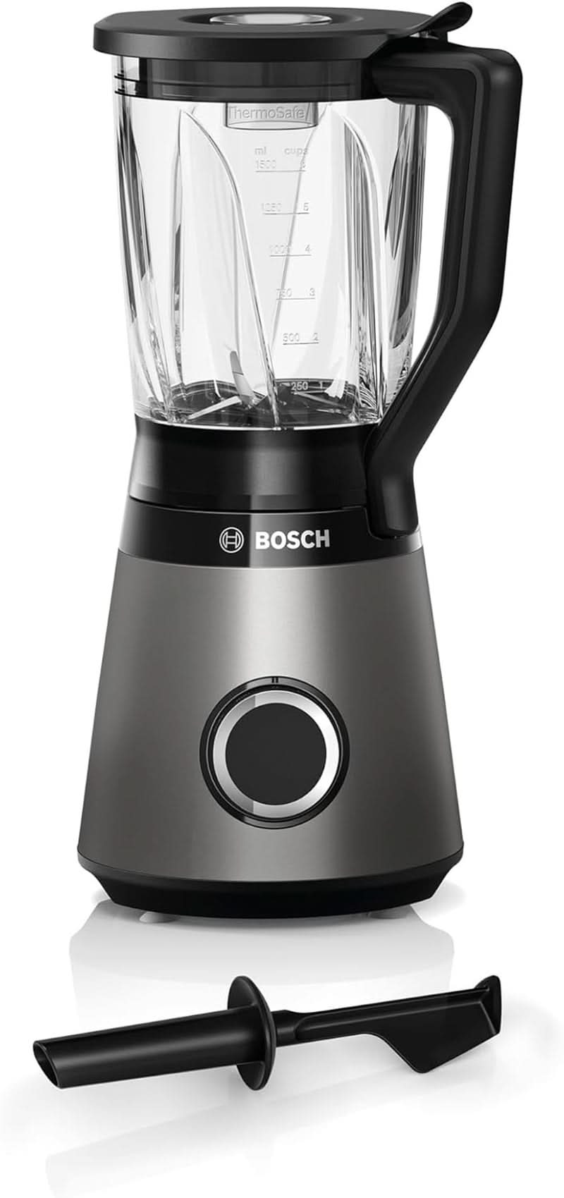 Bosch Standmixer Vitapower Serie 4 MMB6172SN, Verbesserte Version, 10 Jahre Motorgarantie, Edelstahl-Klingen, 1,5L Glasbehälter, Spülmaschinenfeste Teile, 30,000 U/Min, 1200 W, Silber Bucatarie Naty Shop