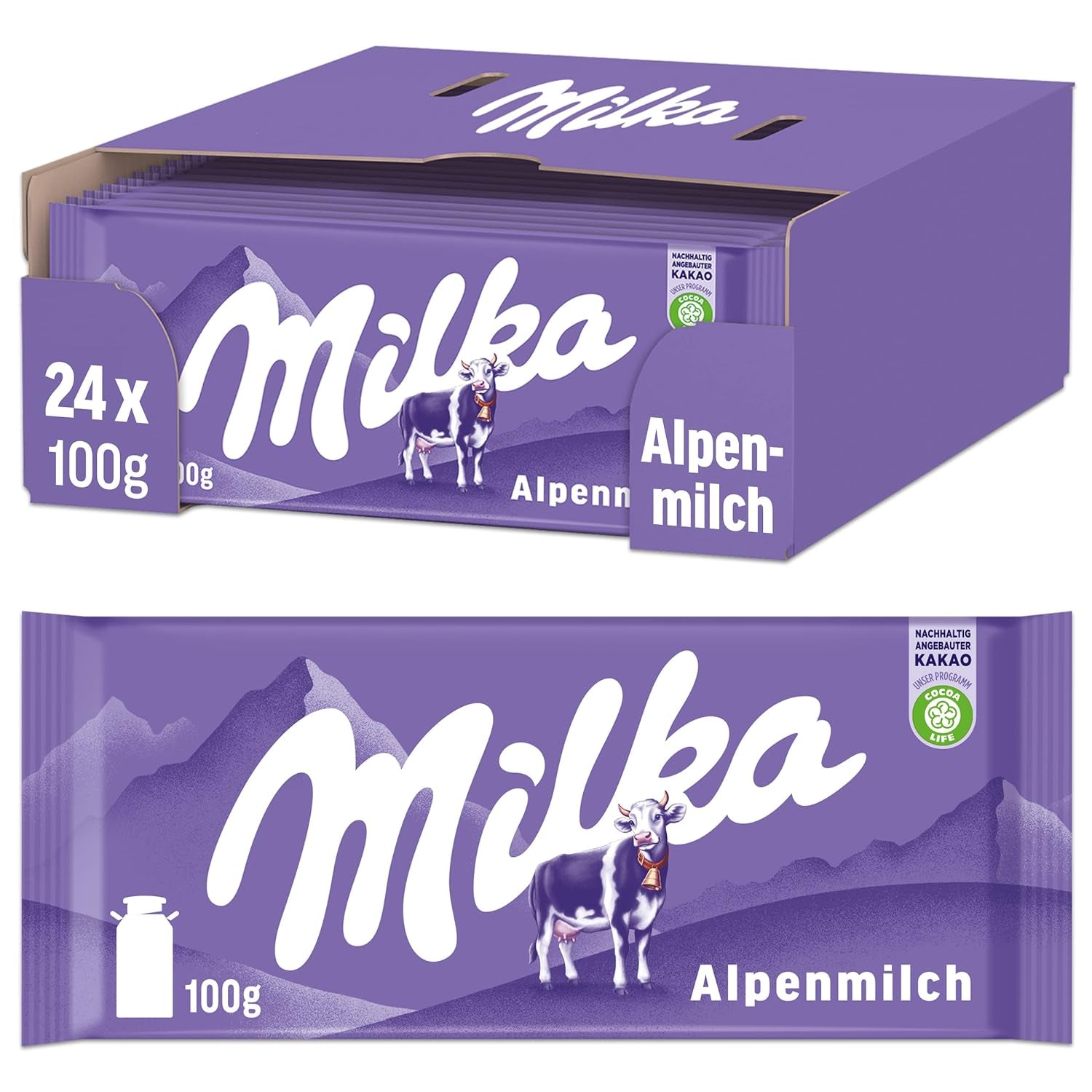 Milka Cow Spots – alpská mléčná čokoláda s bílou čokoládou v designu cow spot – 24 x 90g