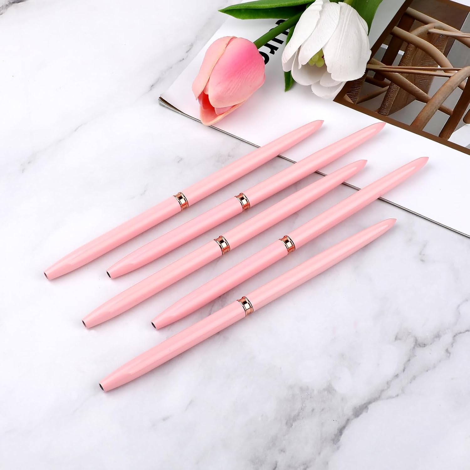 Nail Art Liner-Pinsel 5-Teiliges Gel-Nagellack-Malerei-Nagel-Punkt-Zeichnungs-Werkzeug Für Lange Linien Kunst-Design-Stift-Set Metallgriff Nail-Art-Design-Pinsel Für Frauen