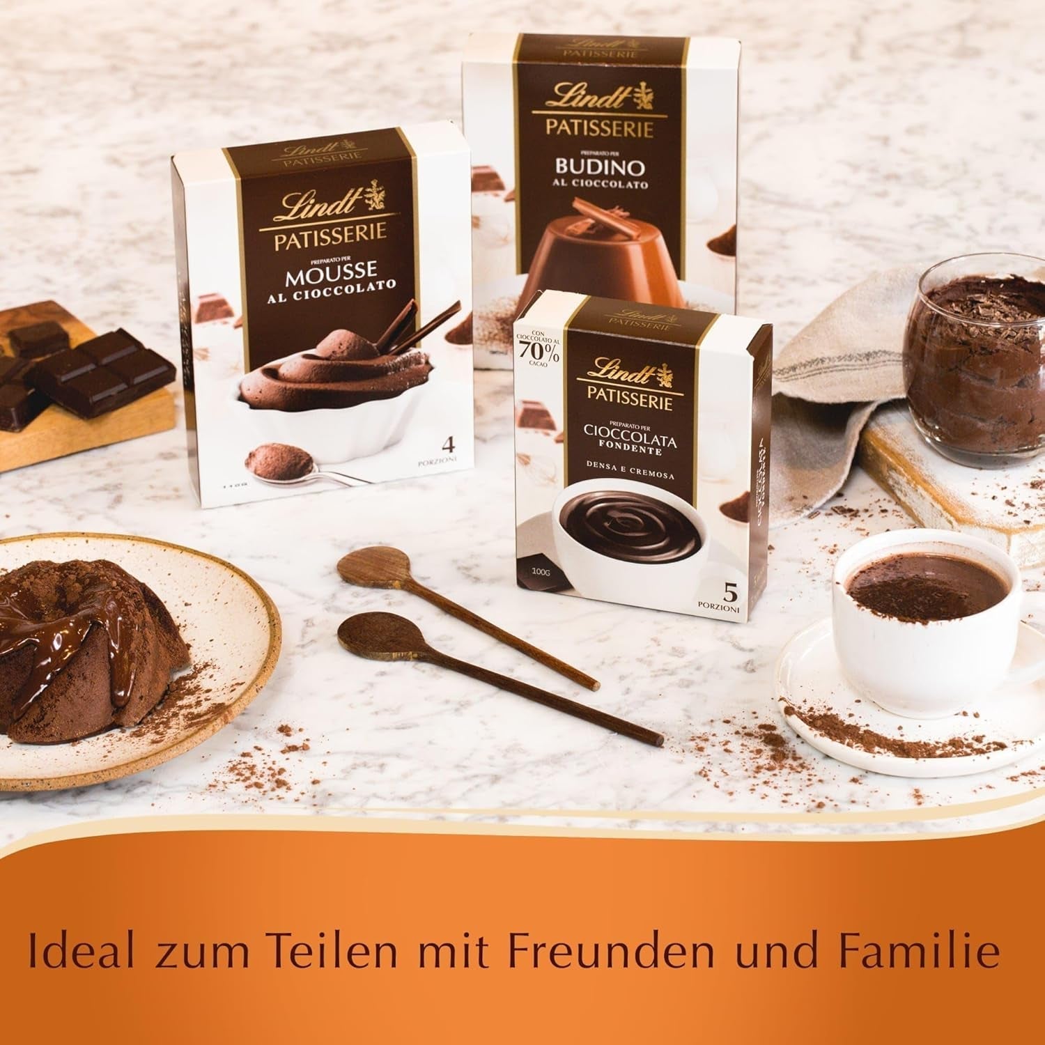 Lindt Schokolade - PATISSERIE Mousse Au Chocolat | 6 X 110 G | Backmischung Für 4 Portionen Fluffige Mousse Al Cioccolato Aus Finester Schokolade | Cukrárna | Backmix | Schokoladengeschenk Směs na pečení a vaření Naty Shop