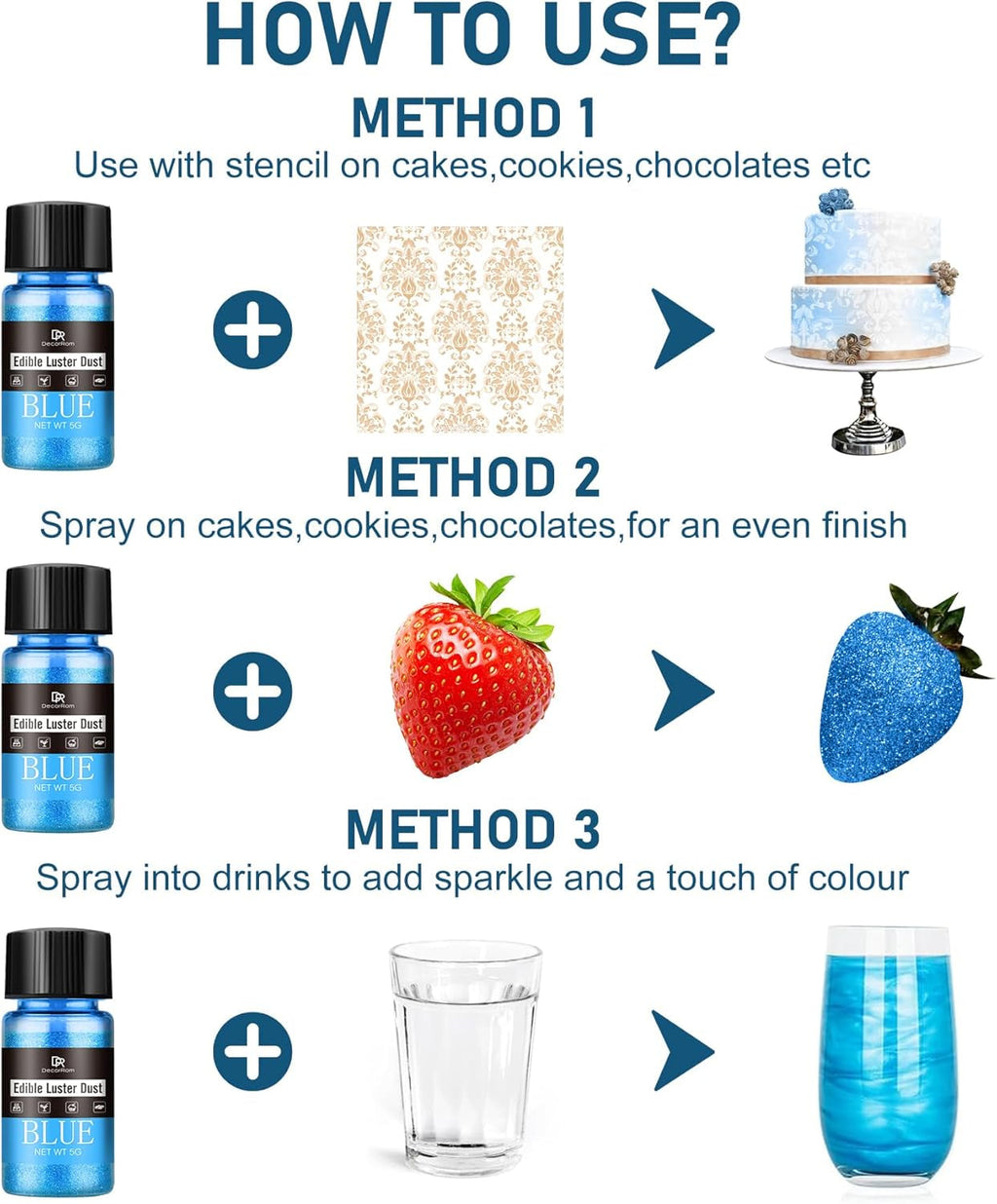 Set de sclipici comestibil - 4 culori pudră sclipici comestibilă - pudră inaromă pentru băuturi și prăjituri, ciocolată, decorațiuni cocktail, pudră colorant alimentar cu sclipici, sclipici comestibil (5 g/sticlă)