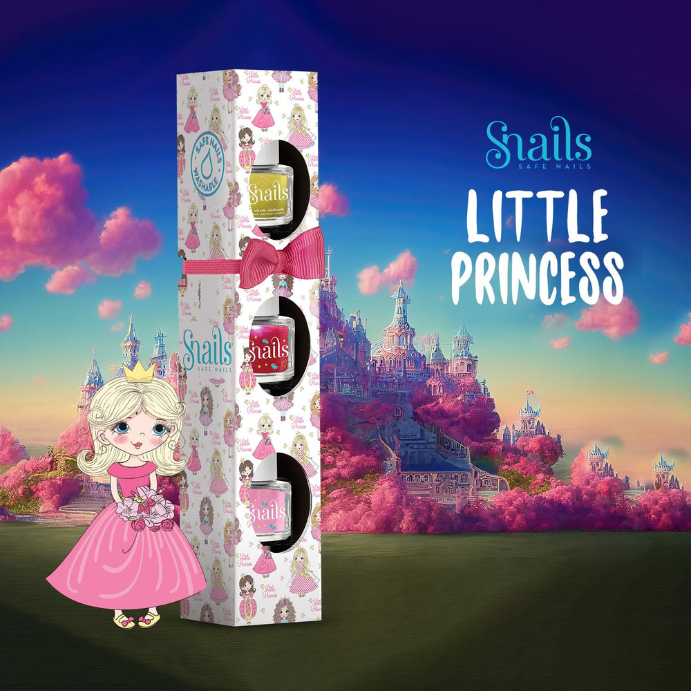 Dětské laky na nehty Snails Dárková sada 510393, Mini Princess 3x5ml, na vodní bázi, omyvatelné, bezpečné, veganské