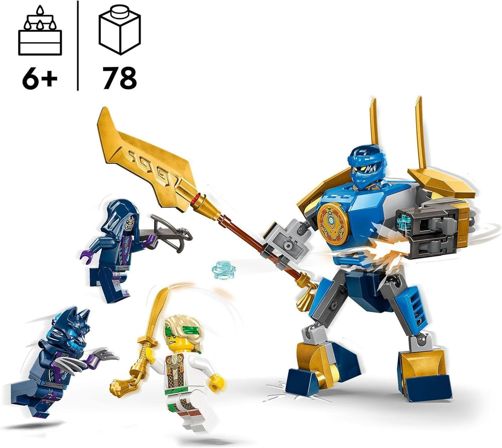 LEGO NINJAGO Jay Battle Mech, hračka ninja pro děti s figurkami, včetně minifigurky Jaye s mini katanou, akčními figurkami a robotem, malý dárek pro kreativní chlapce a dívky od 6 let 71805 Stavebnice Besuche den LEGO-Store