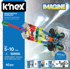 K'Nex Phantasie-Space Shuttle Spielzeug-Baukasten, Basic Fun, 17021, 60 Teile, pädagogisches Weltraum-Spielzeug für Kinder, geeignet für Jungen und Mädchen im Age von 5-10 Jahren