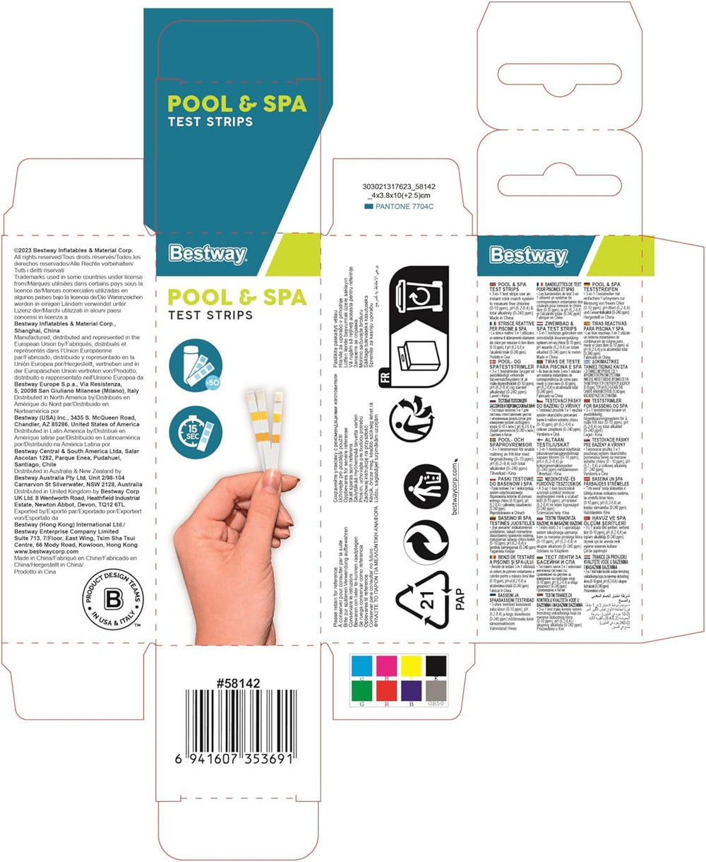 Testovací proužky Bestway 3 v 1, 50 kusů