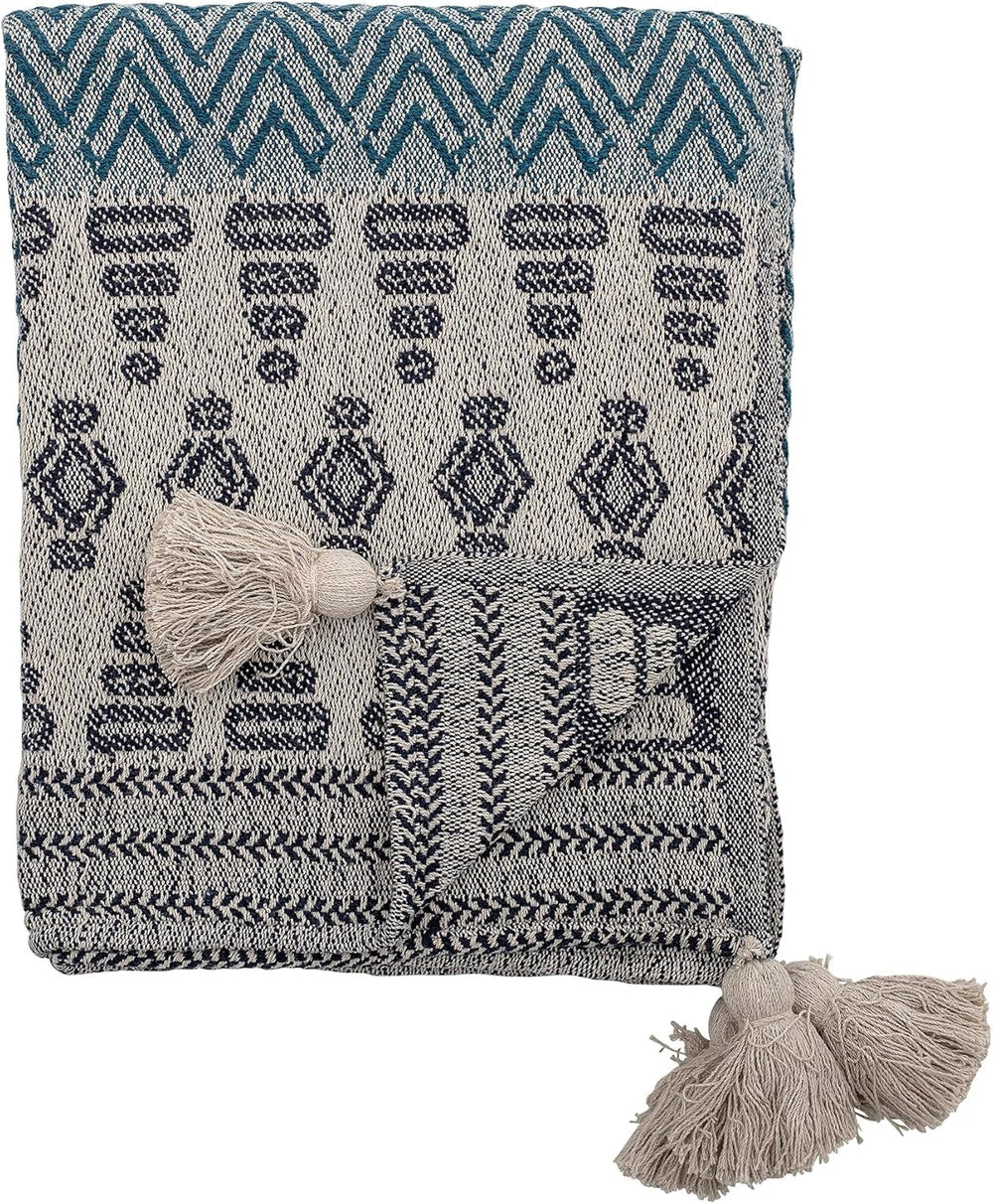 Bloomingville přehoz, černý, bavlna, 160 cm Modrý Bloomingville Postele a přikrývky 160 X 130 cm