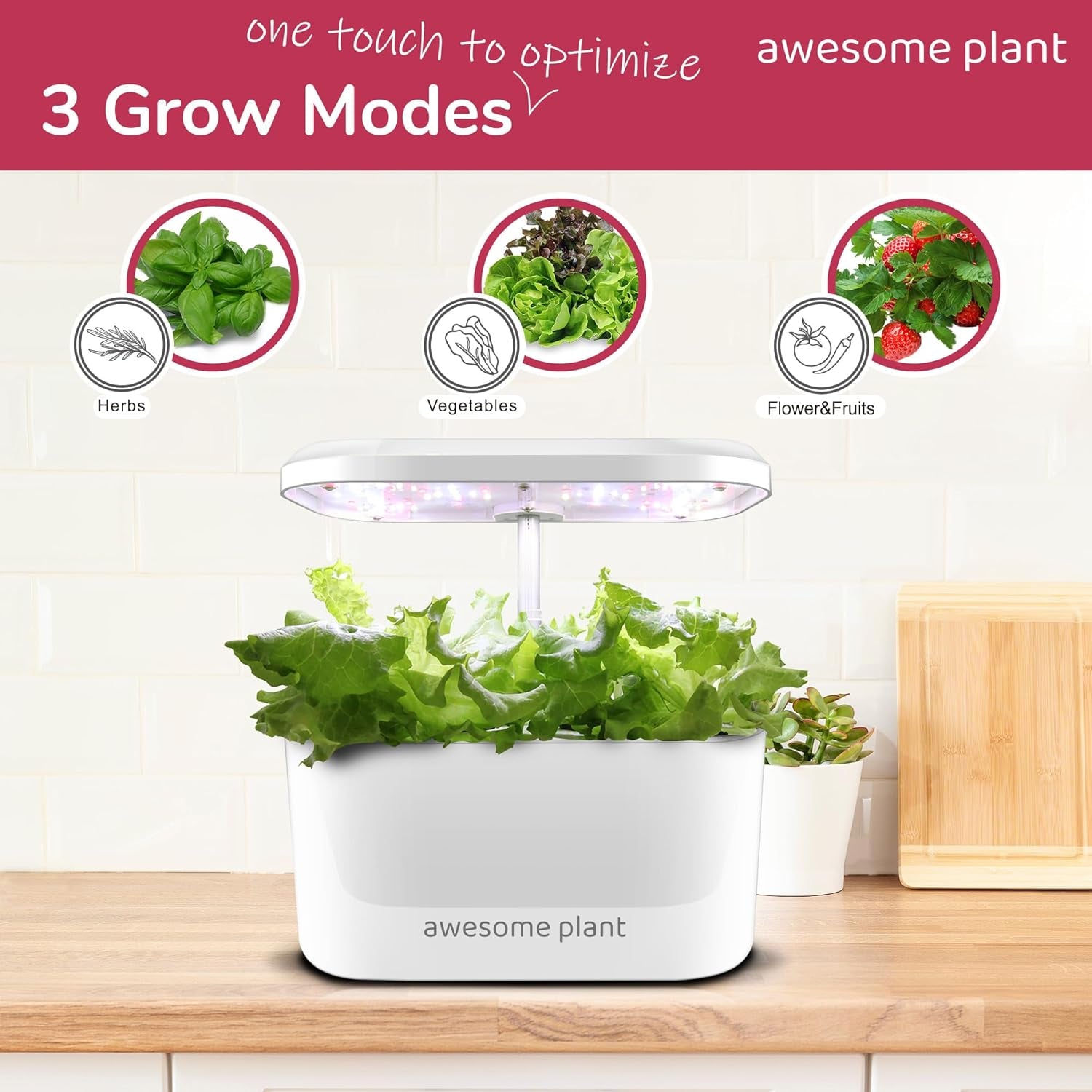 Sada 6Pro Hydroponic Grow System Kit (6 kapslí), sada pro vnitřní zahradnictví s 3l nádrží na vodu, 3 režimy pěstování a tichým čerpadlem, sada pro domácí pěstování bylinek a salátů, nastavitelná výška až 33,0 cm, bílá