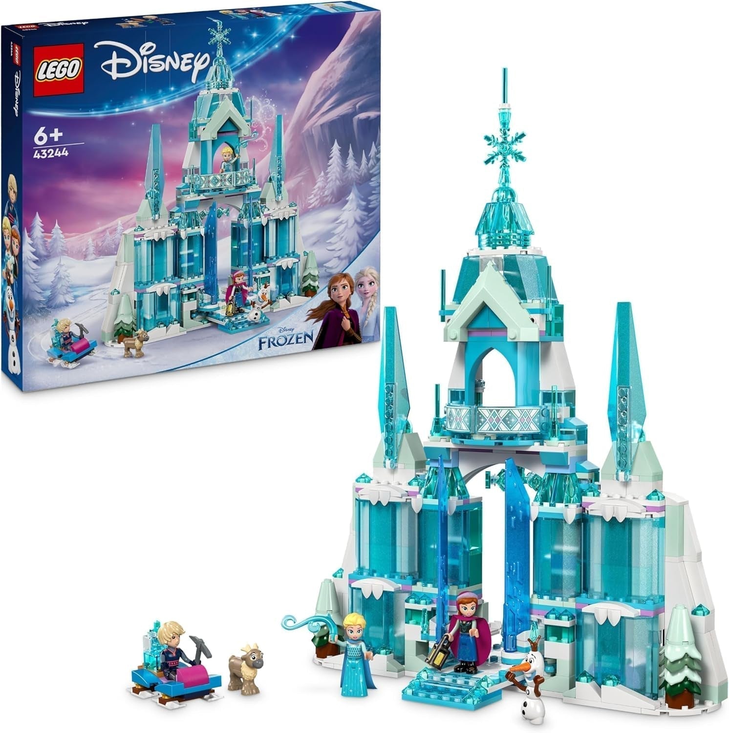 LEGO Ç€ Disney Frozen Elsin zimní palác, stavebnice a herní sada pro děti s modelovým palácem a minifigurkami ELSA a Anny, dárek pro dívky, chlapce a filmové fanoušky od 6 let 43244 Stavebnice Besuche den LEGO-Store Elsin ledový palác