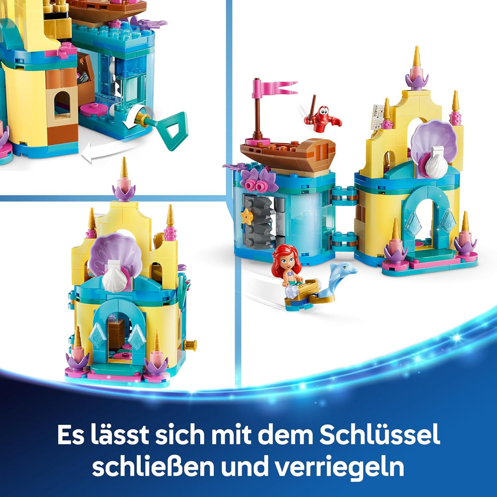 LEGO ǀ Disney Princezna Arielles Kouzelný mini hrad - Spielzeug Schloss aus Die kleine Meerjungfrau mit Einer Micro Puppe, Tierfiguren Sebastian & Fabius - Geschenk für Mädchen ab 5 Jahren - 43285