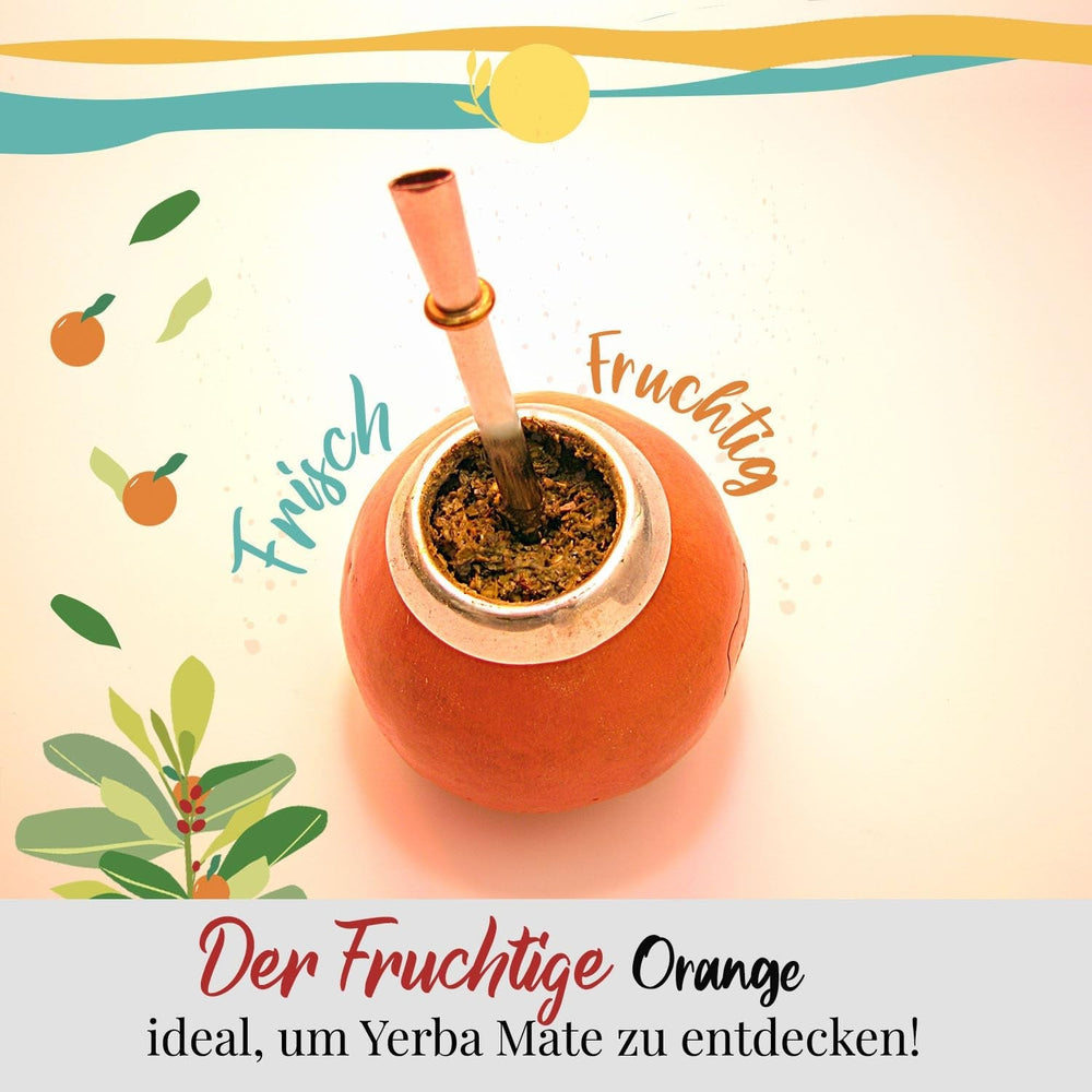 ORIGEENS BIO YERBA MATE cu portocale 200 G - Ceaiul fructat I Ceai organic Yerba Mate neprăjit, fără tulpini și praf I Băutură energizantă și detoxifiantă