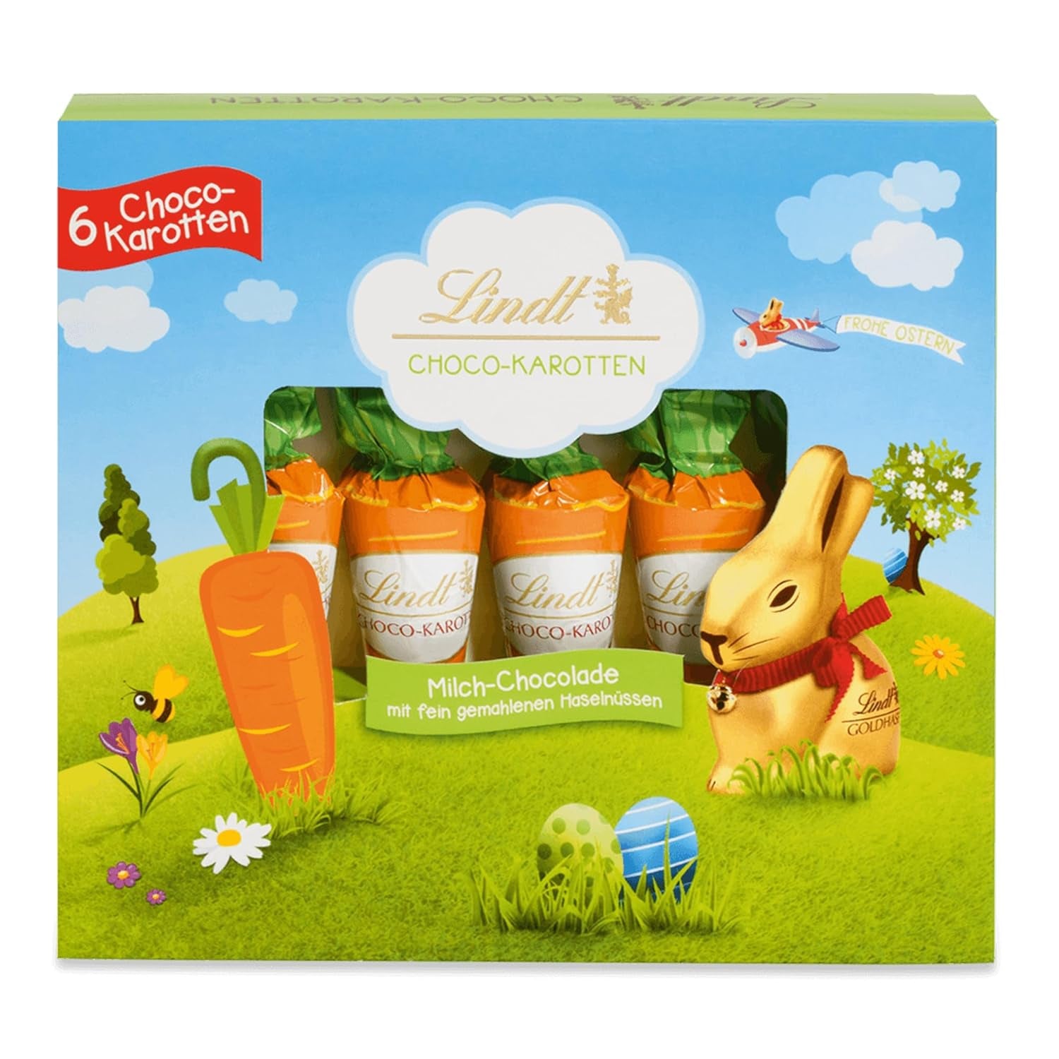 Lindt Schokolade Choco-Karotten | 2 X 81 G | 6 X Schokoladen-Karotten | Vollmilch-Schokolade in Karottenform Mit Fein Gemahlenen Haselnüssen | Oster Schokolade Für Kinder | Schokoladengeschenk Naty Shop Default Title