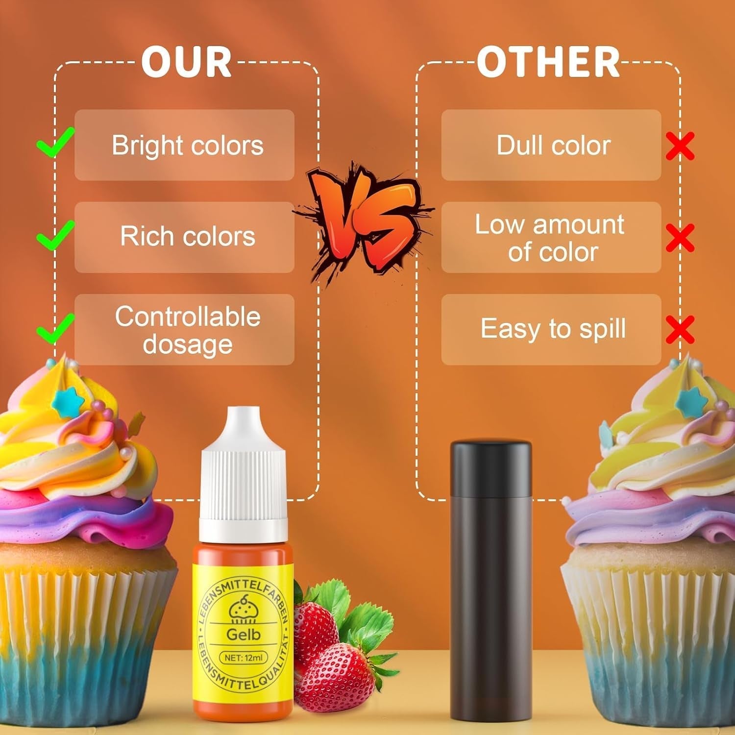 Sada tekutých potravinářských barviv 12 x 12 ml Naty Shop