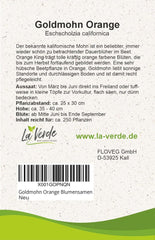 La Verde MOJE ZAHRADA A JÁ. Kalifornský mák 'Poppy Orange' za cca. 250 rostlin, kalifornský mák, dlouho kvetoucí semena, bez GMO