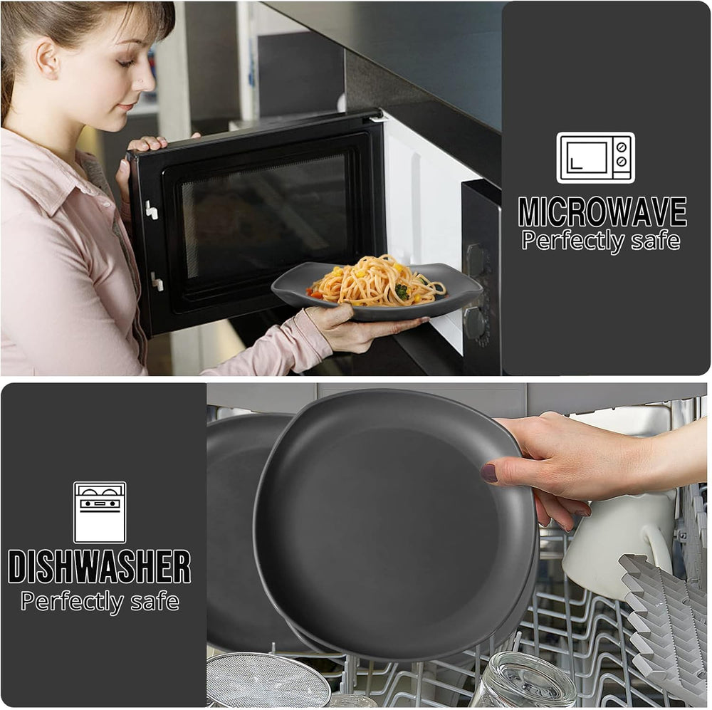 Set de veselă din PP | Set de veselă ușor și indestructibil, format din 16 piese, pentru copii și adulți, set combinat de masă cu 4 farfurii, 4 farfurii de desert, 4 boluri, 4 cești pentru 4 persoane