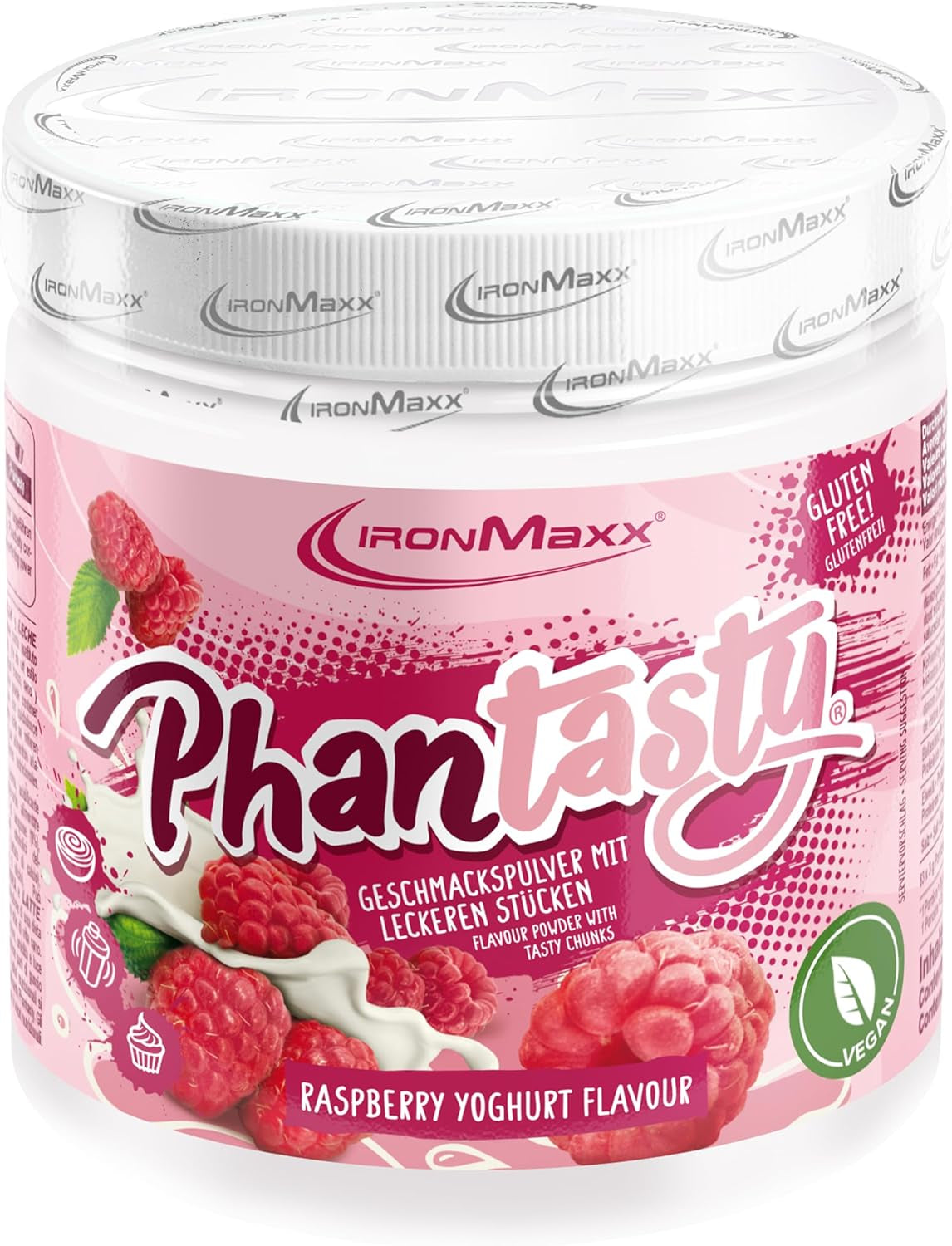 Ironmaxx Phantasty - Creamy Peach 250G Dávka | Vegan Geschmackspulver Mit Echten Frucht- Oder Nussstückchen | Perfekter Zuckerersatz sladidla Naty Shop 250 G (1Er Pack) Malinový jogurt