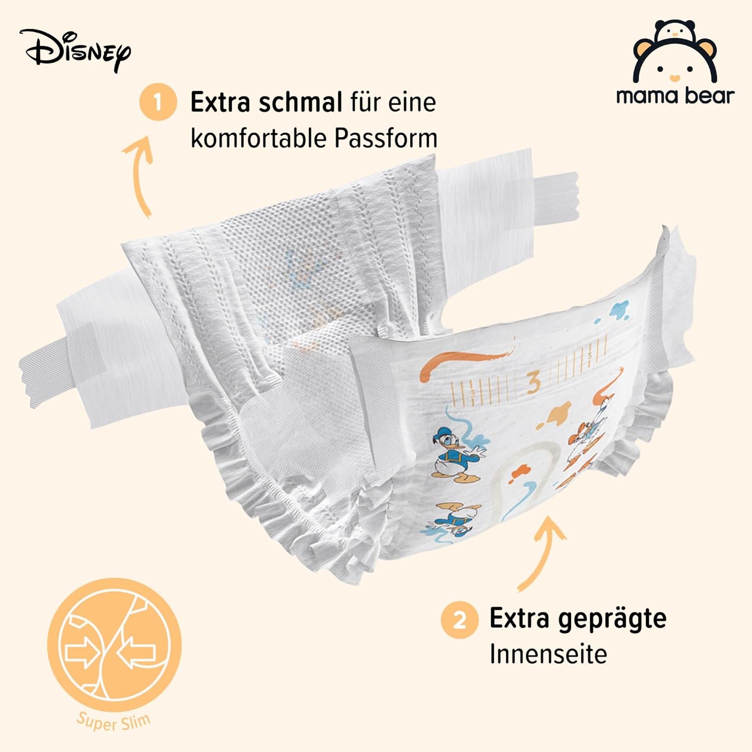 Značka Amazon: Mama Bear Disney Ultra Dry plenky, velikost 3 (4–9 kg) – měsíční krabička, bílá, počet 172 (2 balení po 86)