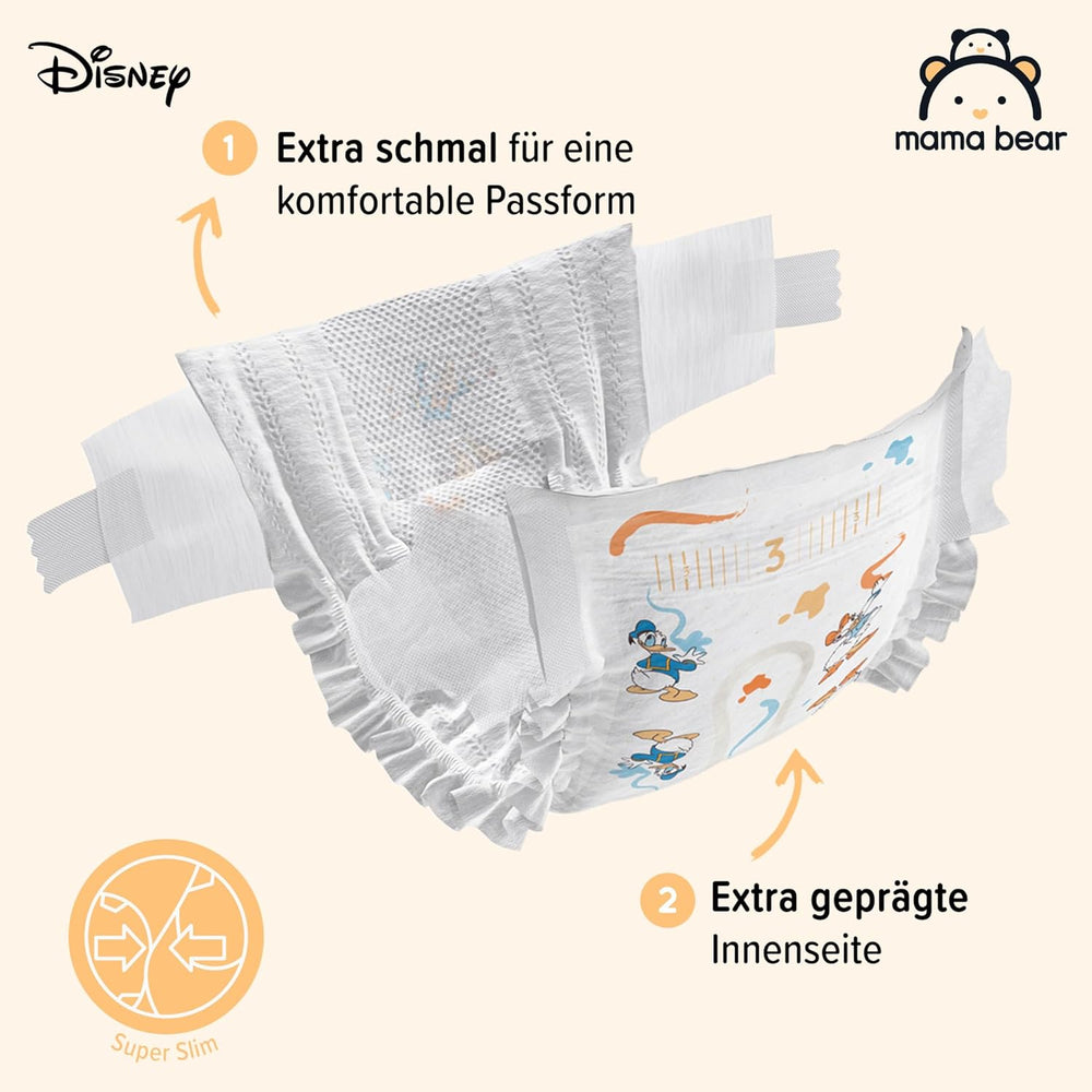 Značka Amazon: Mama Bear Disney Ultra Dry plenky, velikost 3 (4–9 kg) – měsíční krabička, bílá, počet 172 (2 balení po 86)