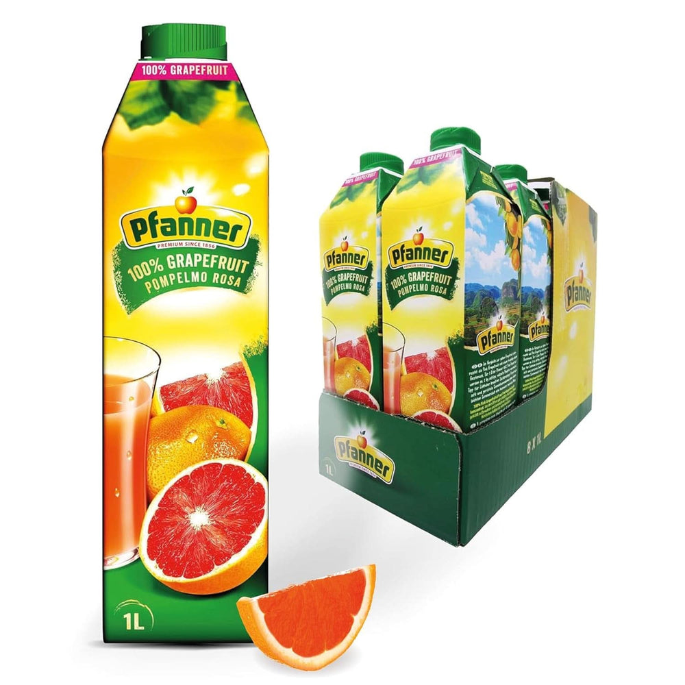 Pfanner Jahodový ovocný nektar (8 X 1 litr) - 30% obsah ovoce - Jahodový nápoj Naty Shop Grapefruit Pink
