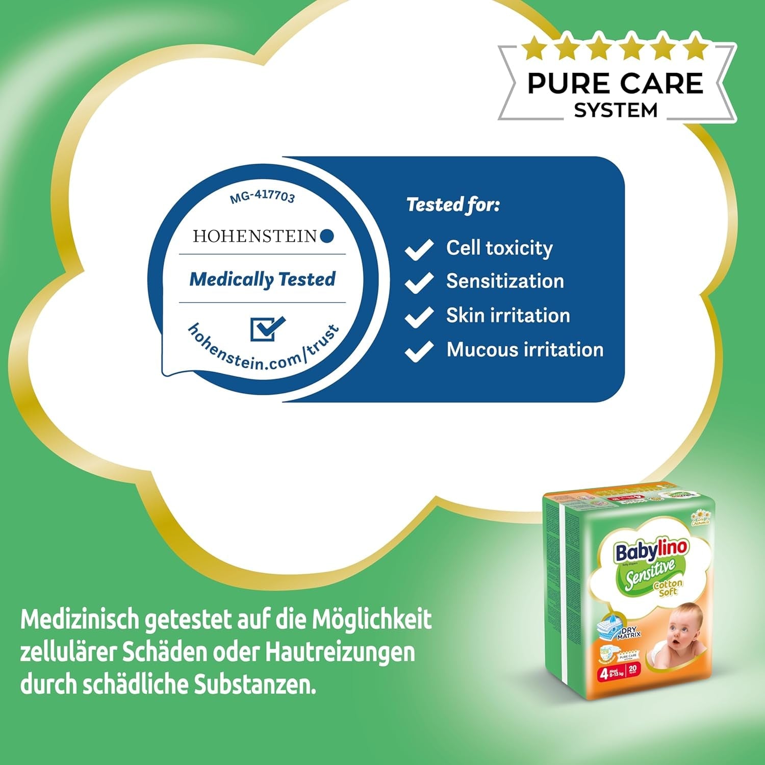 Scutece pentru bebeluși Sensitive mărimea 4, Maxi (8-13 kg), 20 bucăți
