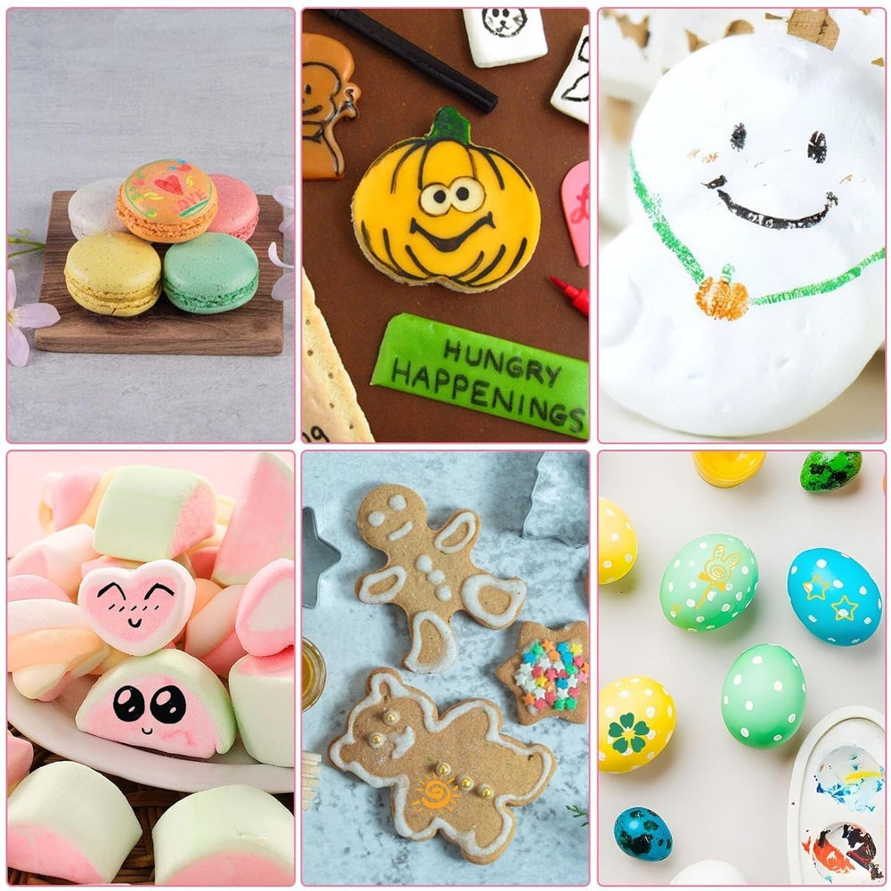 10 culori coloranți alimentari comestibili, markere alimentare cu două fețe cu vârf fin și lat, pixuri pentru glazură pentru prăjituri, fondant, fursecuri, ouă de Paște, macaroane, copt cu copii