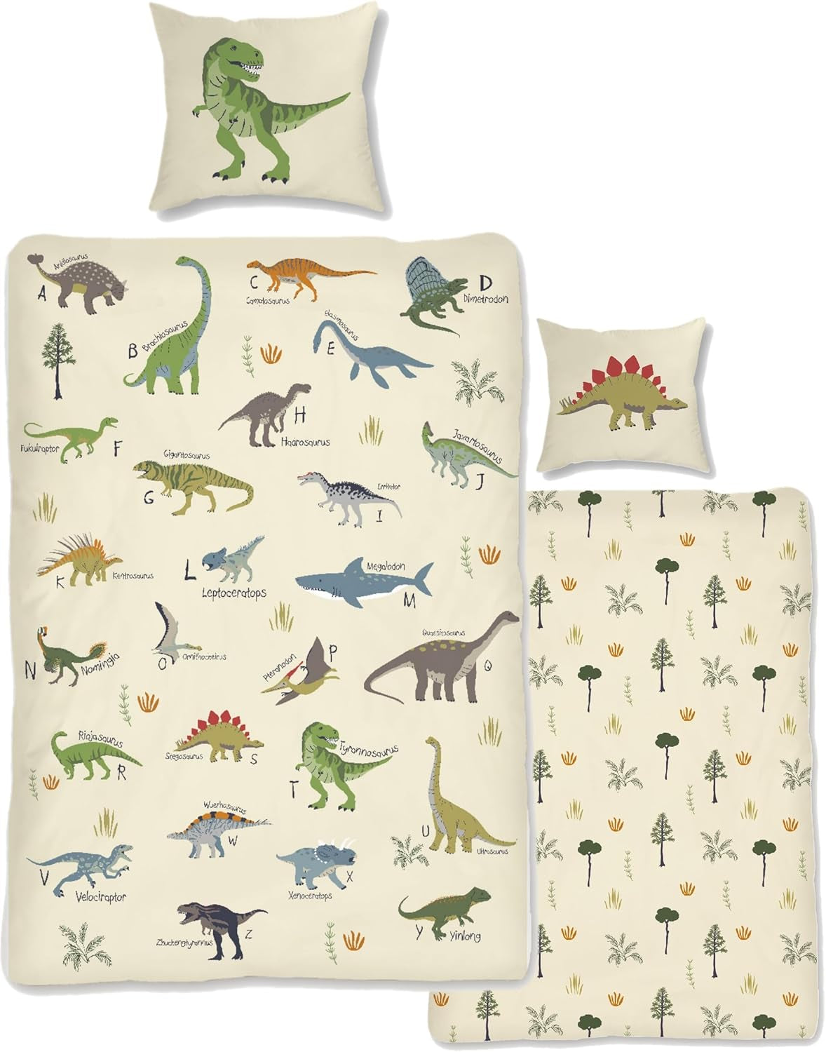 Skybrands Dino Bedtuchen 135X200 Jungen Bedtuchen Dinosaurier Baumwolle 2Tlg Kinder Bedtuchen Dinosaurier 135X200 + Beutel Naty Shop Výchozí název
