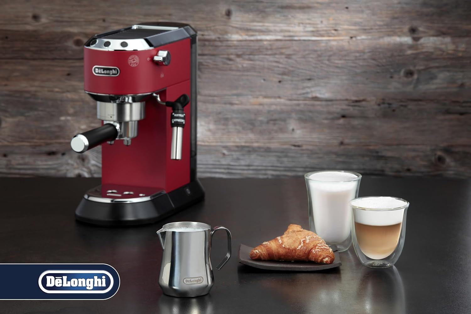 De'Longhi Milk Pitcher DLSC060, ulcior de lapte pentru spumare manuală, mâner ergonomic, capacitate 350 ml, oțel inoxidabil