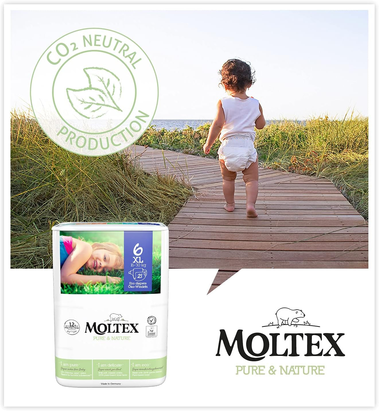 Organické plenky Pure & Nature Velikost 6 XL (17-28 kg) Měsíční box 84 Organické plenky