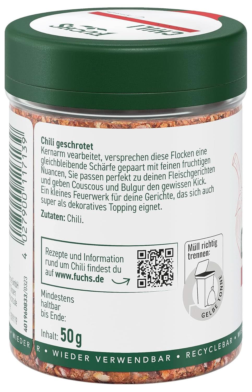 Fuchs Chilli vločky, 50 gramů Condiments Naty Shop