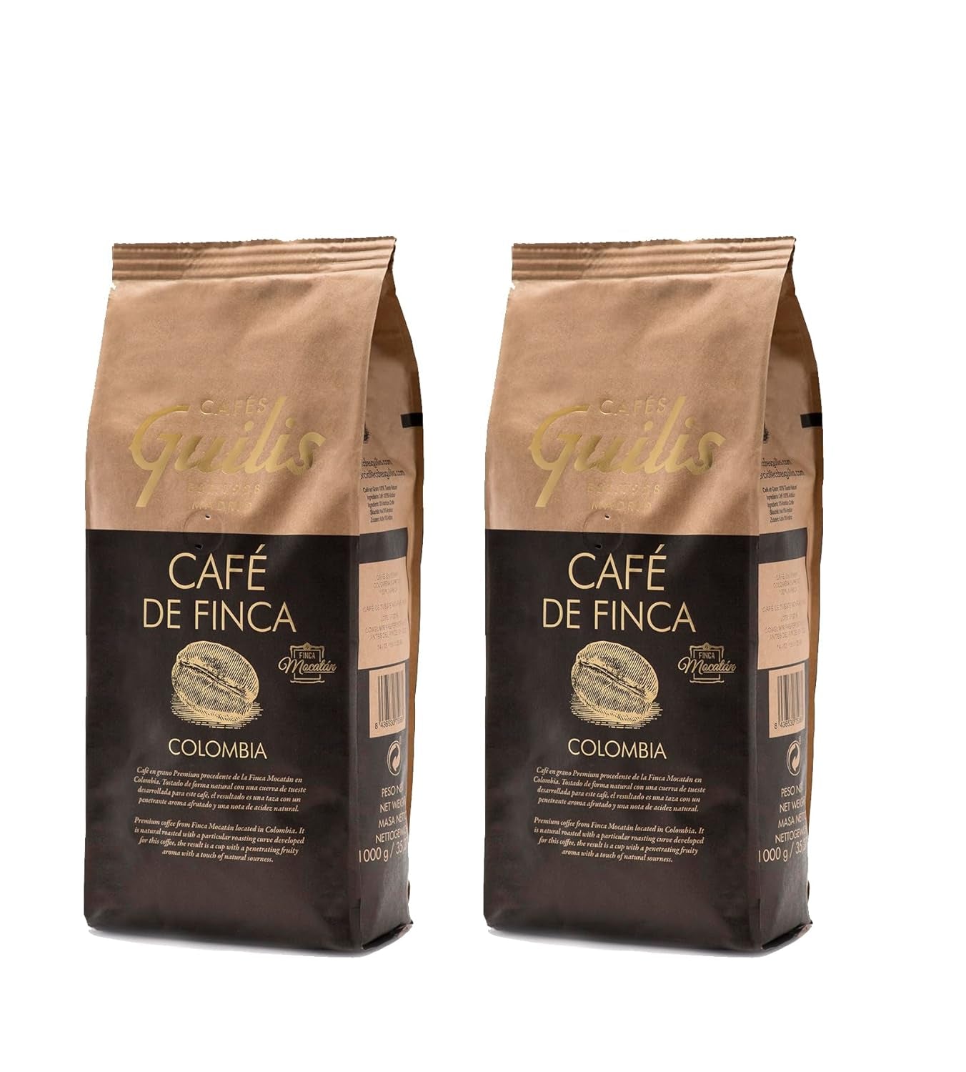 CAFES GUILIS DESDE 1928 AMANTES DEL CAFÉ- Kaffeebohnen Arabica Finca Mocatan kolumbien 2 kg
