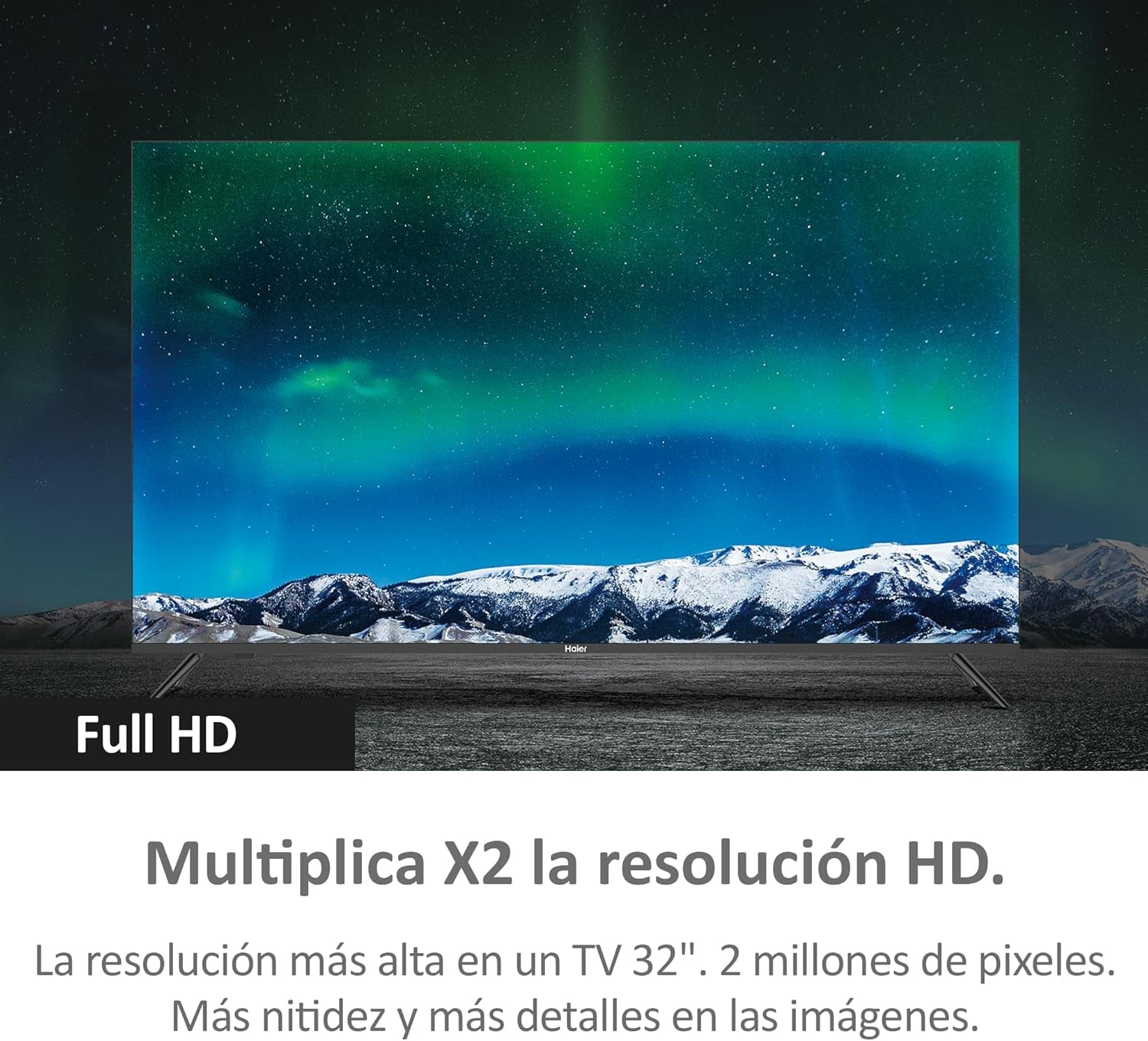 Haier Direct LED Full HD H32K702FG - Smart TV de 32", HDR, Dolby Audio, Android 11, Smart TV, Google Assistant, Bluetooth 5.1, DBX TV, HDMI 2.1 x 3, 2024