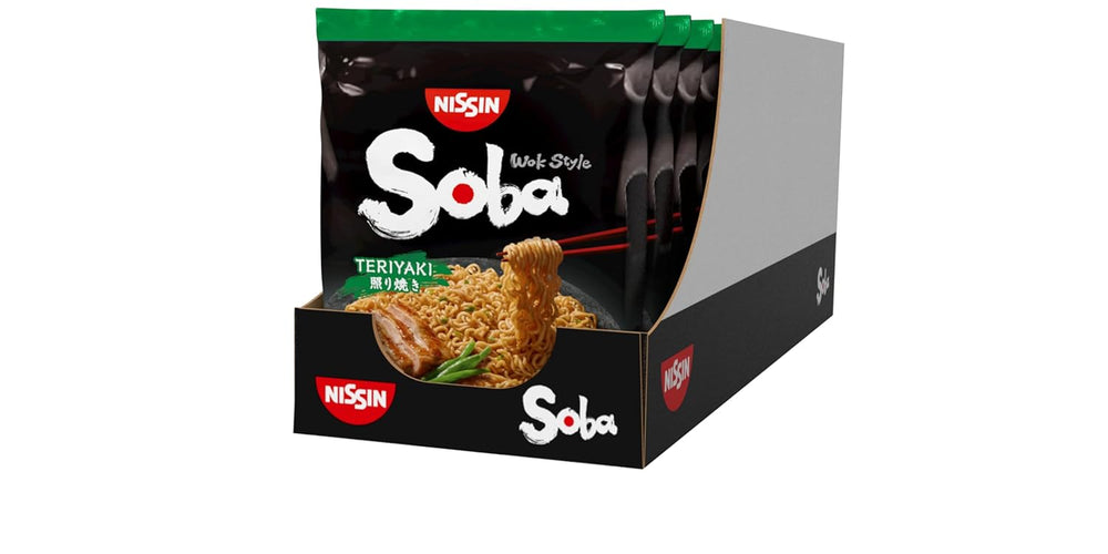 Nissin Bag Soba Noodles – klasické japonské instantní nudle 9 balení wok styl s omáčkou Yakisoba Rychlé vaření asijské jídlo (9 x 109 g)