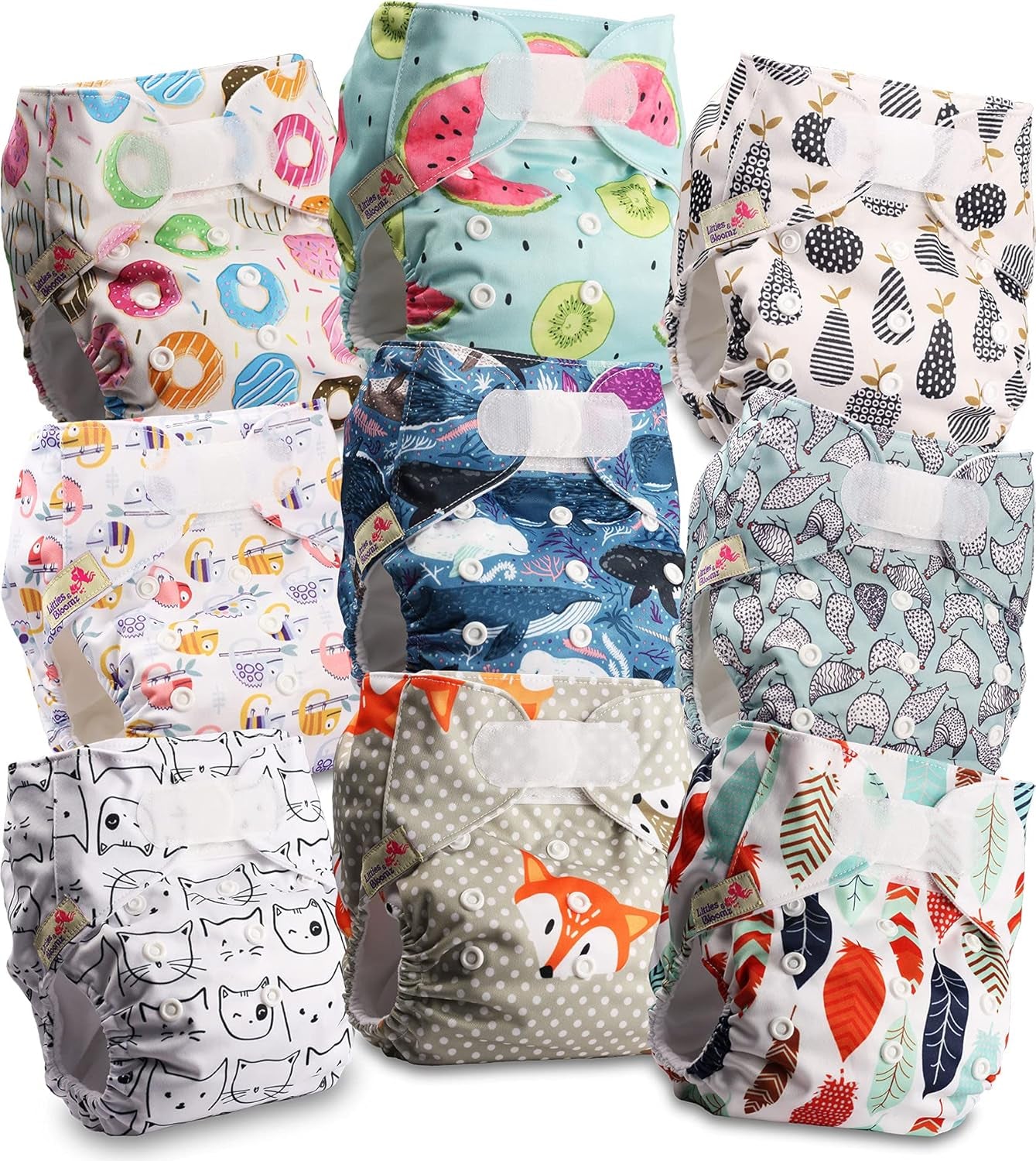 Opakovaně použitelná plena Littles and Bloomz FLV2-0602, standardní zapínání na suchý zip, 6 plen