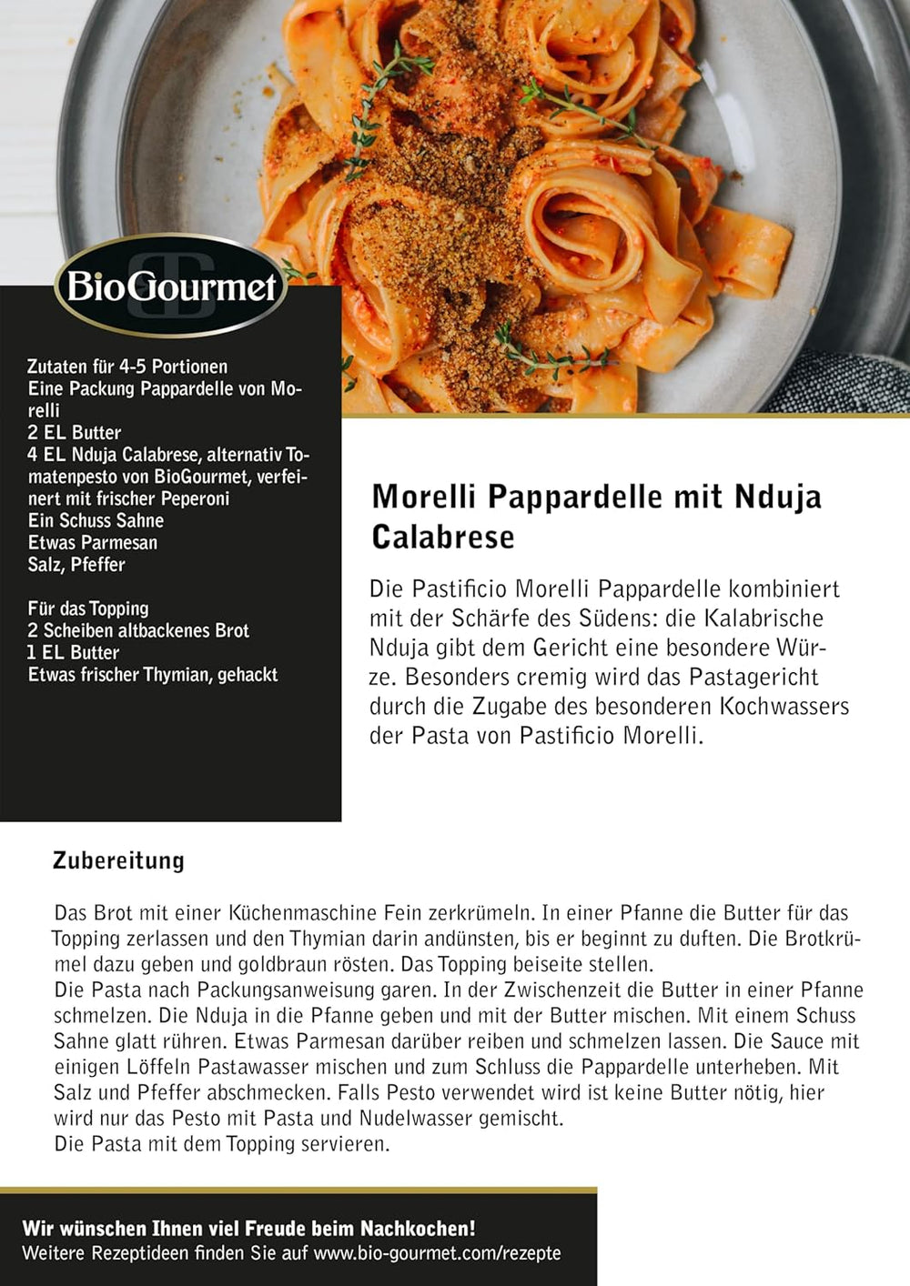 BioGourmet Pappardelle s pšeničnými klíčky - BIO široké těstoviny na dušená jídla a omáčky - s extra živinami | 500 g BIO a Vegan