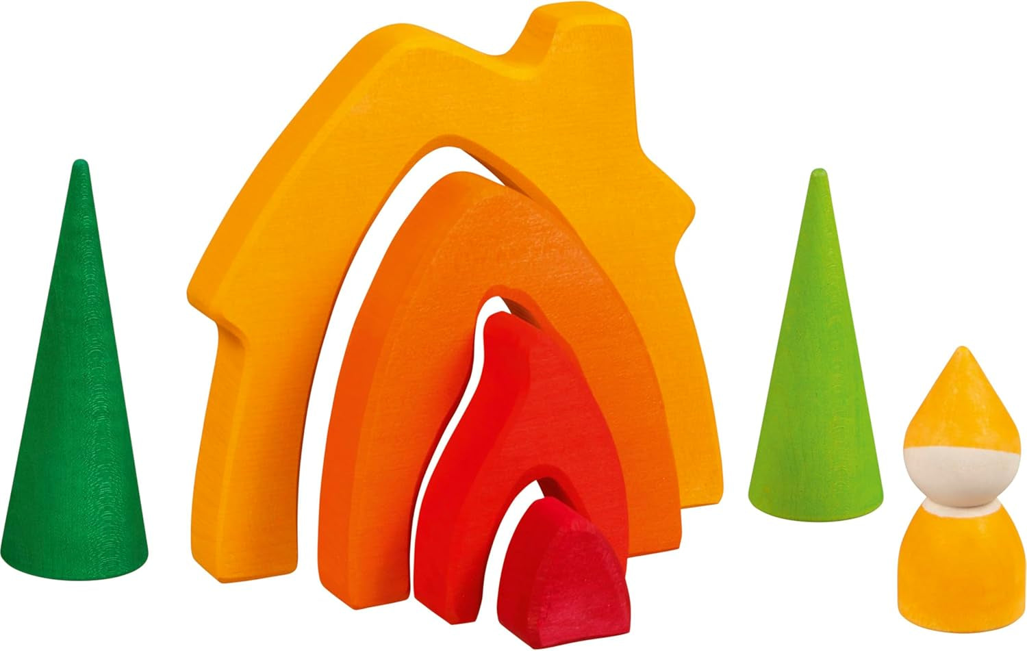 Goki 58427 - Domeček pro trpaslíky - Goki Evolution - Vyrobeno z vysoce kvalitního javorového dřeva - 7 dílů - Barevné vodou ředitelné barvy - Vyrobeno v Evropě Domky pro panenky Naty Shop