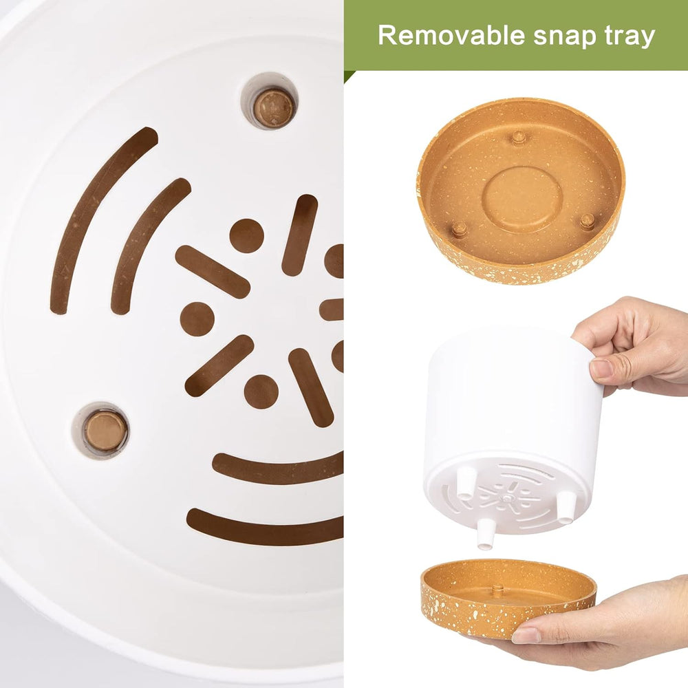 12,7 cm sada 2 květináčů, vnitřní květináče s drenážními otvory a odnímatelnou základnou, moderní dekorativní podšálky pro venkovní zahradní květináče (bílé 12,7 cm)