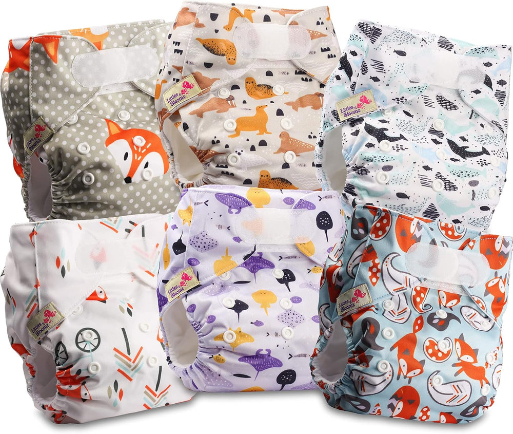 Opakovaně použitelná plena Littles and Bloomz FLV2-0602, standardní zapínání na suchý zip, 6 plen