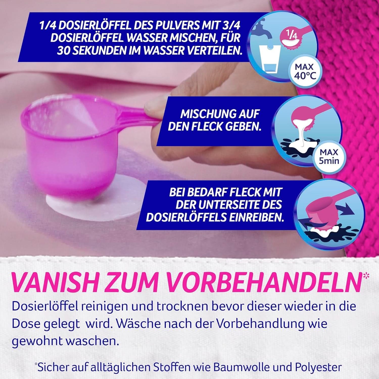Vanish Oxi Action Powder Pink - 1,125 Kg - prášek na odstranění skvrn a zlepšení prádla bez chlóru - na barevné prádlo Prací prostředky Naty Shop