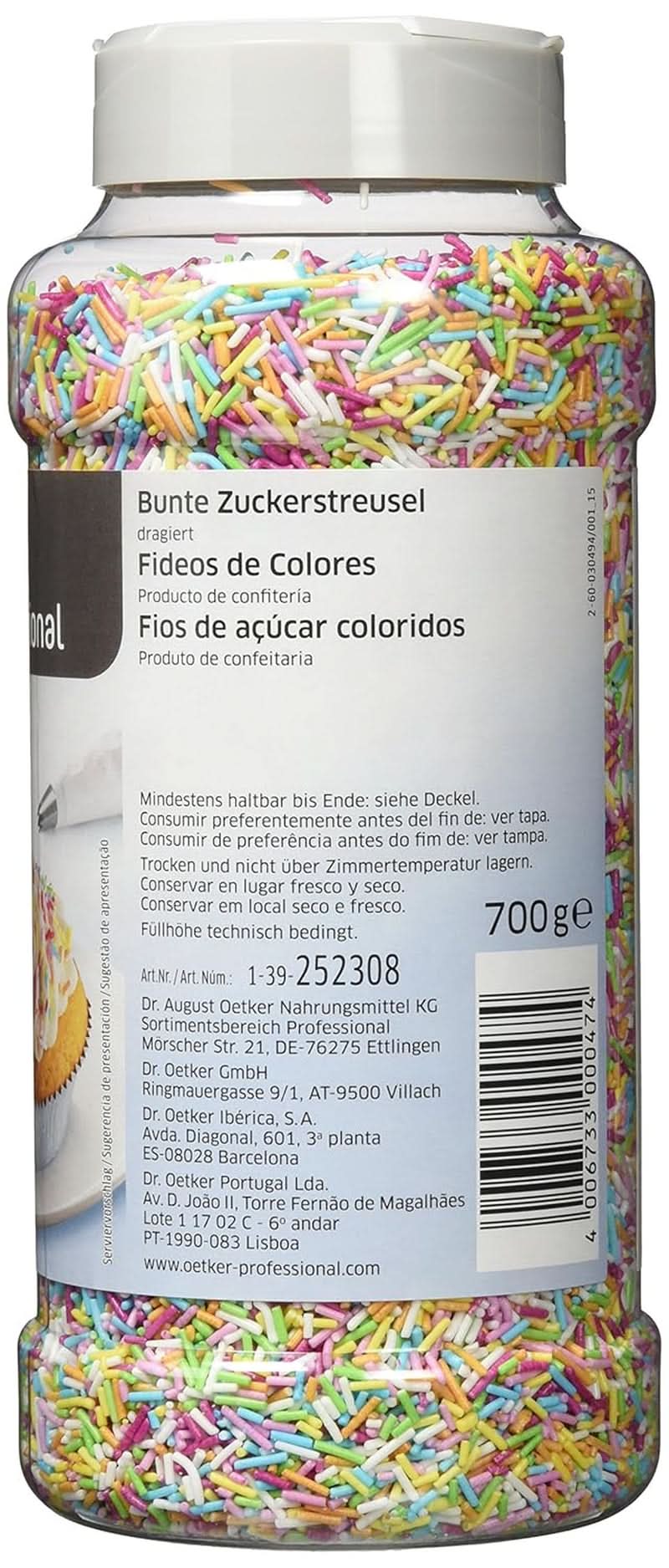 Dr. Oetker Professional Sypání barevného cukru na pečení a zdobení, 700 gramů Naty Shop