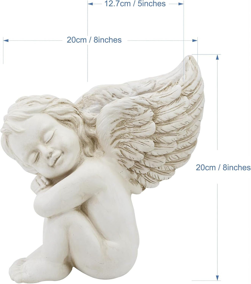 Ghiveci de plante montat pe perete și pe suprafață plană, înălțime 20 cm, cap de înger, suport de perete, suport pentru flori, vază, ghivece din rășină cu față de păpușă, recipient pentru plante de masă, ghiveci