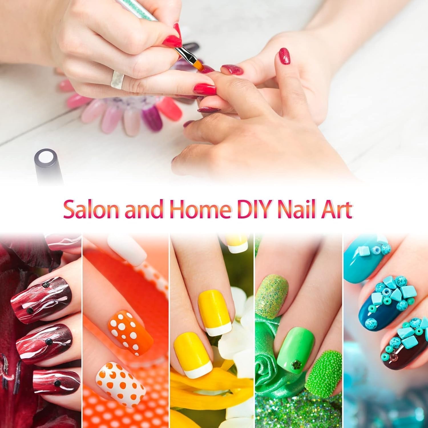 Sularpek 5 Stück Nagel Pinsel, Nageldesign Pinsel, Dotting Tool, Nail Art Liner Pinsel, Nagelverlängerung Gelpinsel, Nagelbürste Für Punktierungen, Zeichnen, Für DIY Nail Art Design