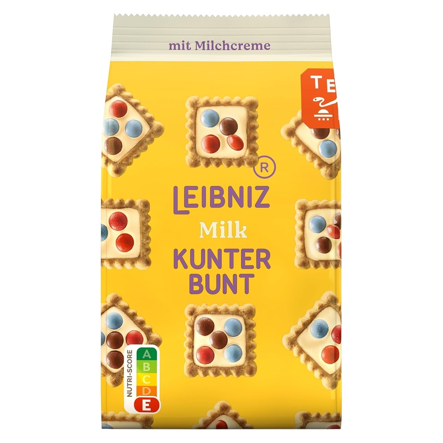 LEIBNIZ Kunterbunt Milk, pachet de 12, Biscuiți crocanți cu cremă de lapte și bucăți de ciocolată (12 x 125 g)