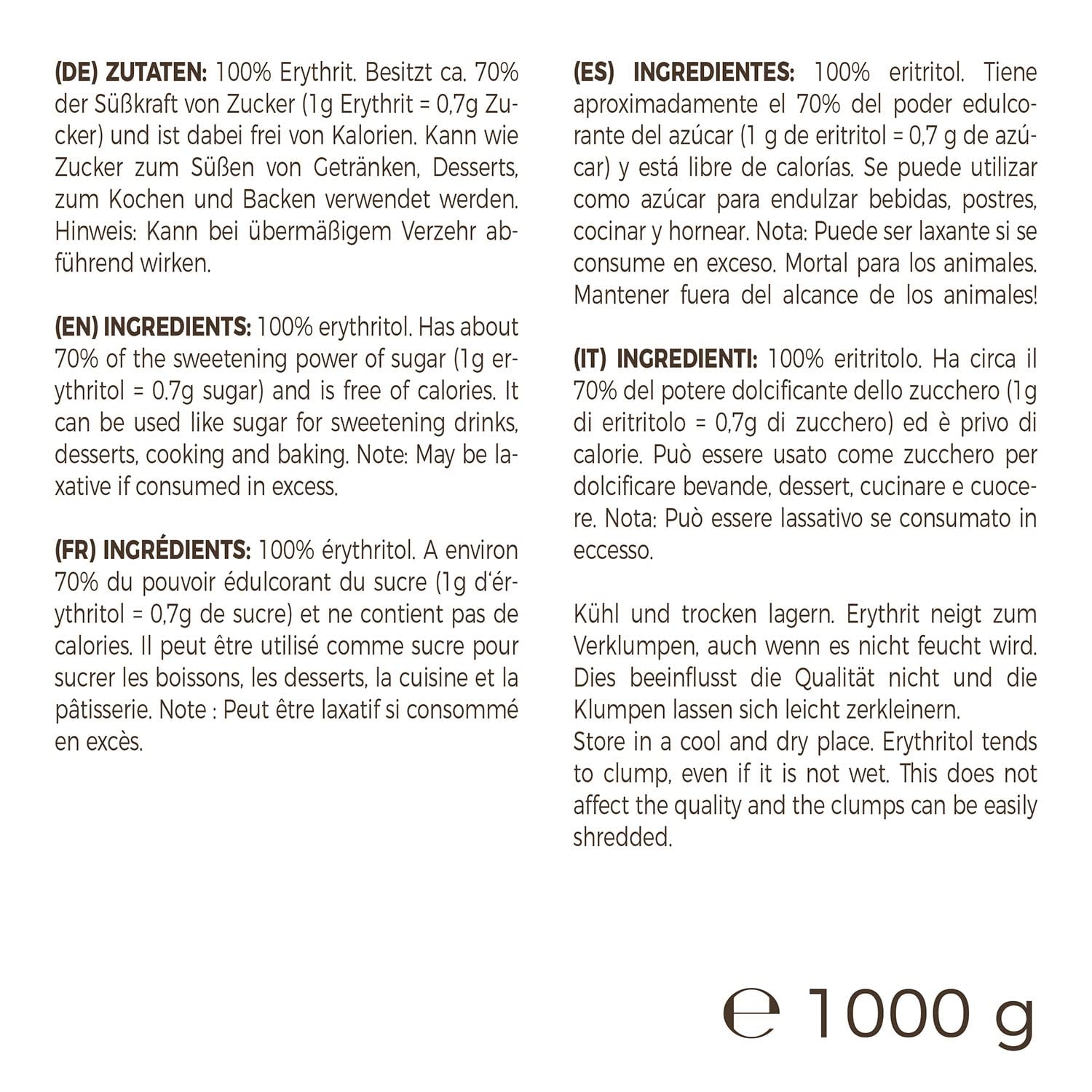 Greatvita Erythritol 1000 G | Kalorienfreie Süßungsmittel & Zucker-Alternative | Zahnfreundlich, Gut Löslich & Glutenfrei | Ideal Für Getränke, Dezerty & Baken Sweeteners Naty Shop